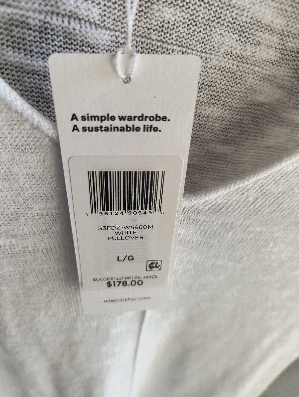 Eileen Fisher Soft White Organic Linen V-Neck Pullover